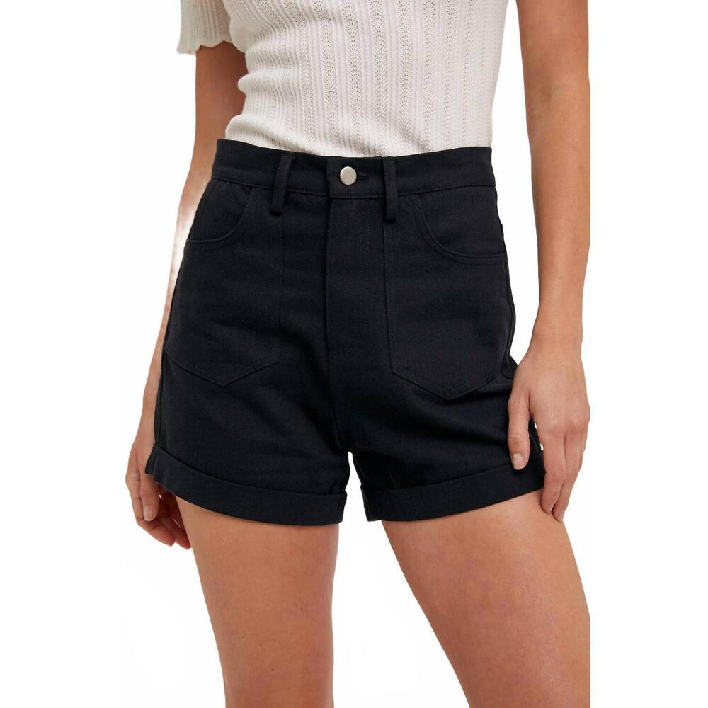 NEW BLUIVY high-rise denim mom short in black
